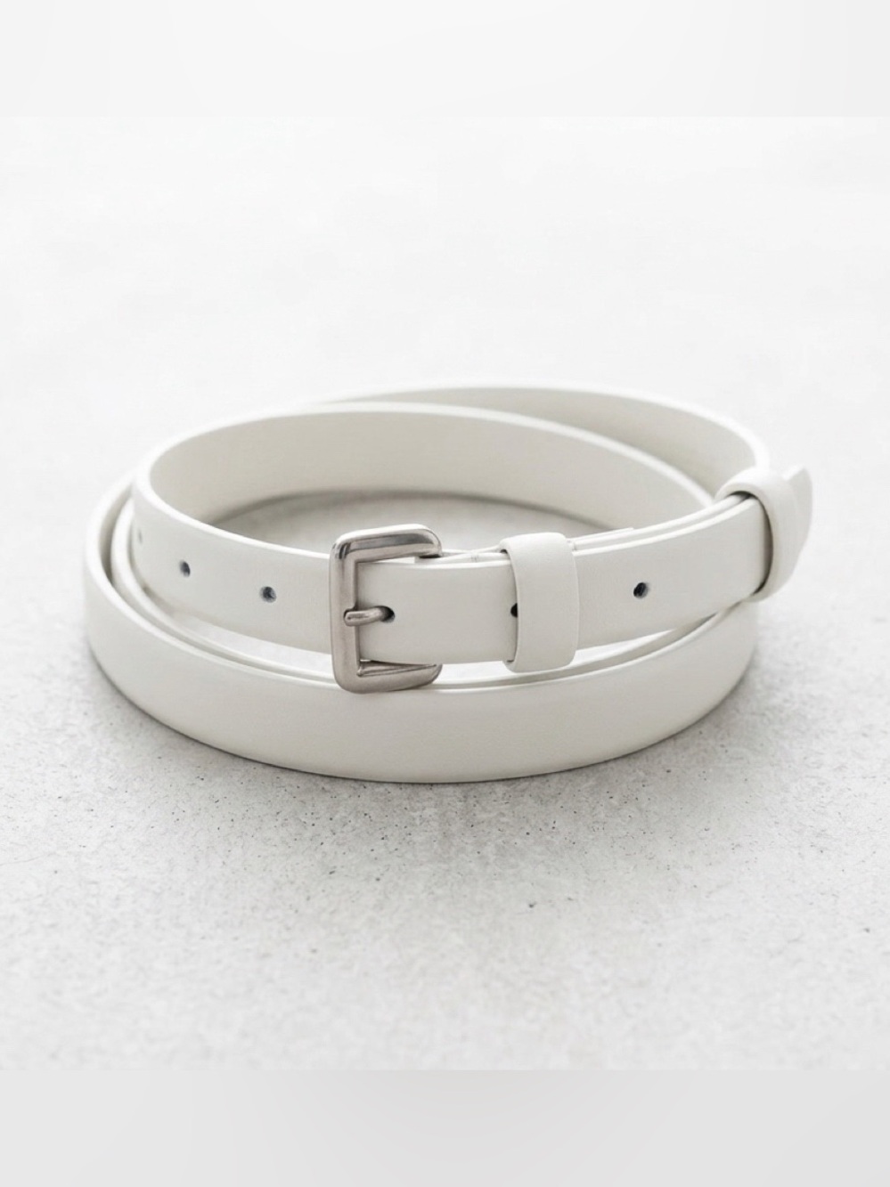 Christian Dior White Leather Belt Silver buckle